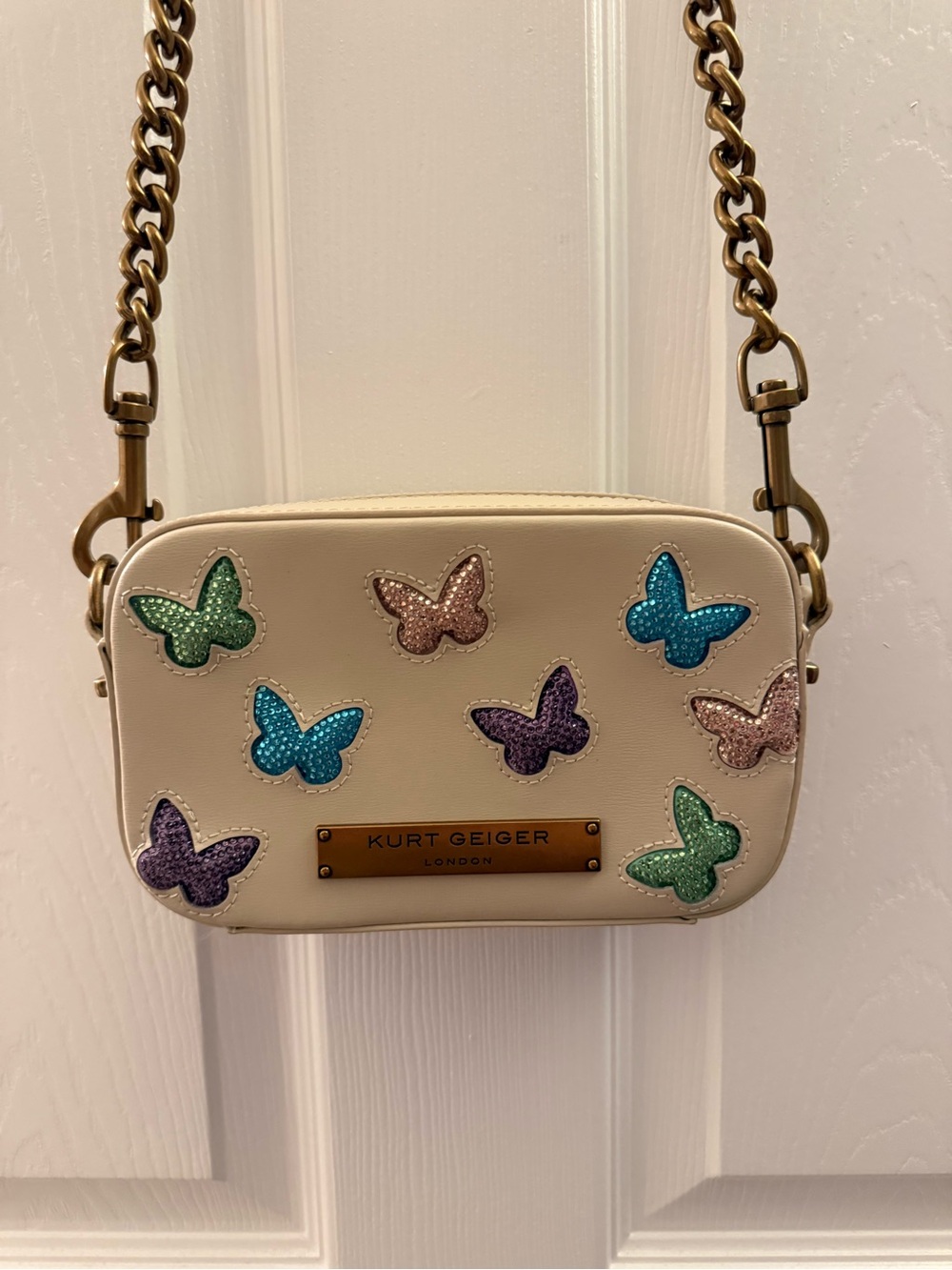 Kurt Geiger Cream Crossbody with Multicolor Butterfly Appliqués - Picture 2 of 9